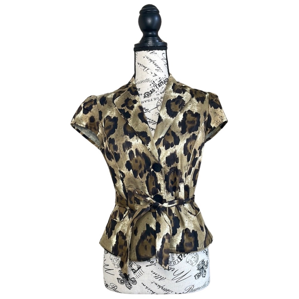 Sunny Leigh Leopard Print Short Sleeve Sz 2P